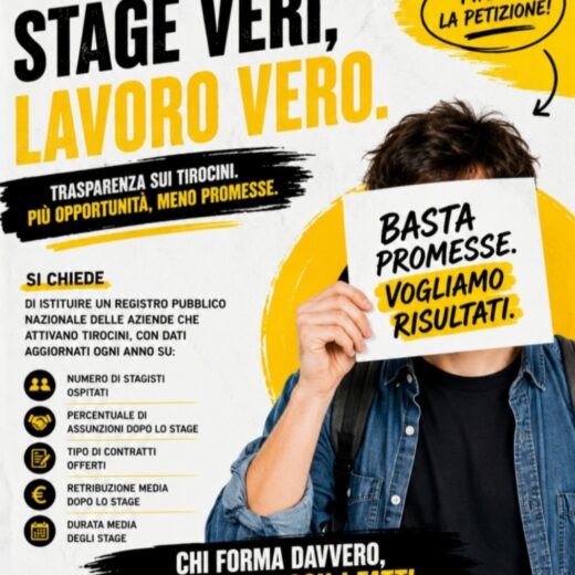 Basta stage mascherati da lavoro precario: subito un registro per la trasparenza delle aziende