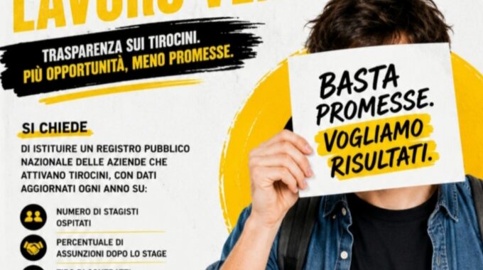 Basta stage mascherati da lavoro precario: subito un registro per la trasparenza delle aziende